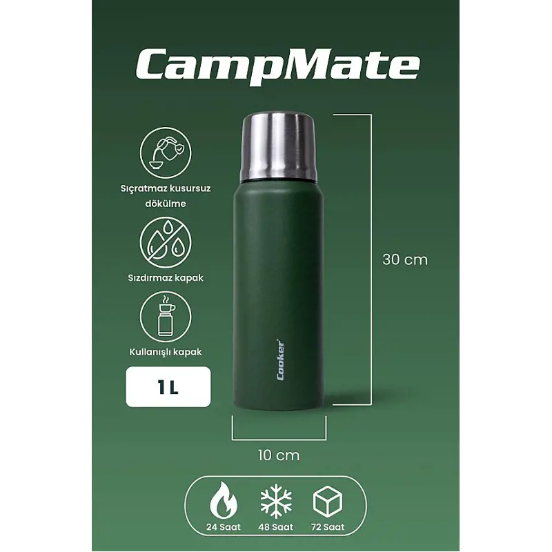 Cooker 1 Lt Çelik Kamp Termosu